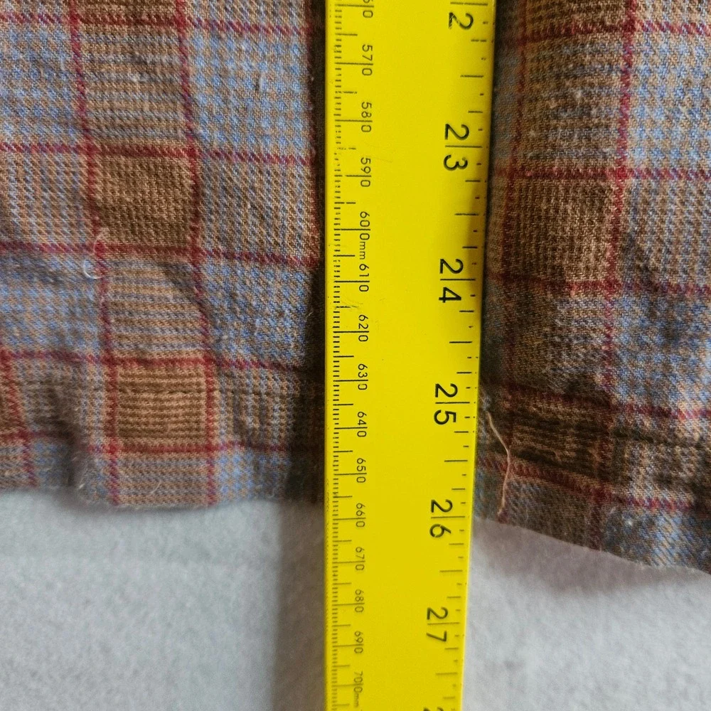 Steven Alan Mens Plaid Camp Collar Short Sleeve Shirt Brown Blue Cotton Size M
